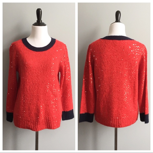 J. Crew red & blue sequin sweater - Picture 2 of 6